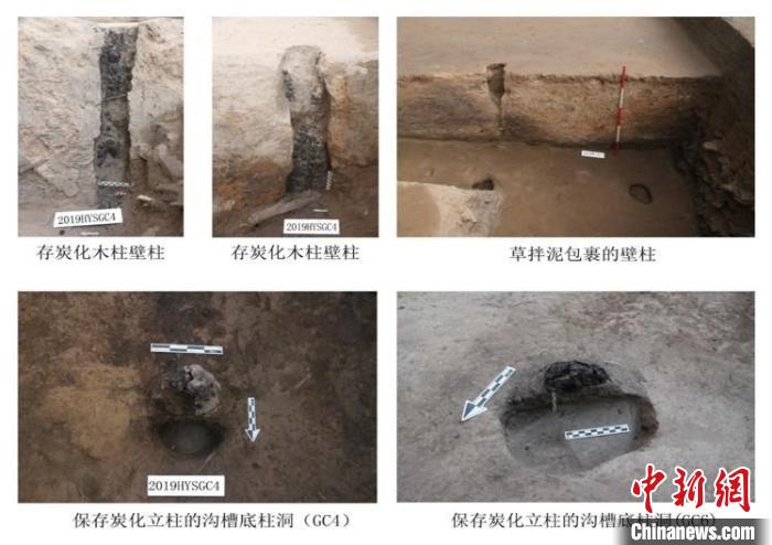 夯土台基上的壁柱和底柱 内蒙古自治区文物考古研究院供图