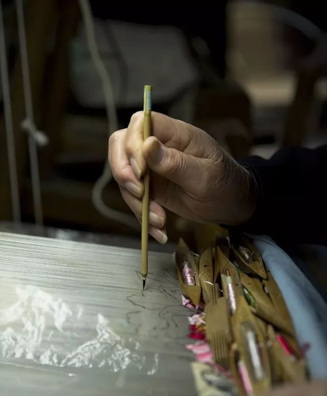 缂丝先画好草图，这需要有设计和艺术史的根基