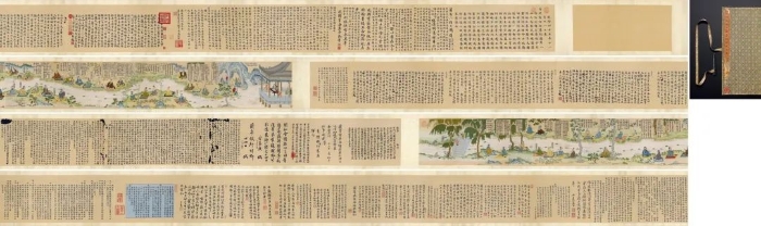 清乾隆 钦定补刻端石兰亭图帖缂丝全卷长1714.5×31.6cm成交价：2.415亿元（最贵缂丝）