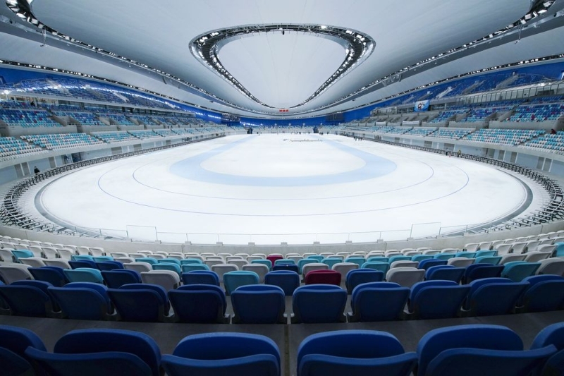 这是2021年5月8日拍摄的国家速滑馆冰面。新华社记者 张晨霖 摄