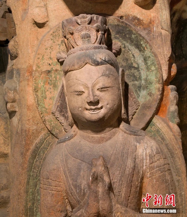 云冈石窟第8窟的露齿微笑菩萨，也被网友称为“萌菩萨”。 云冈研究院供图