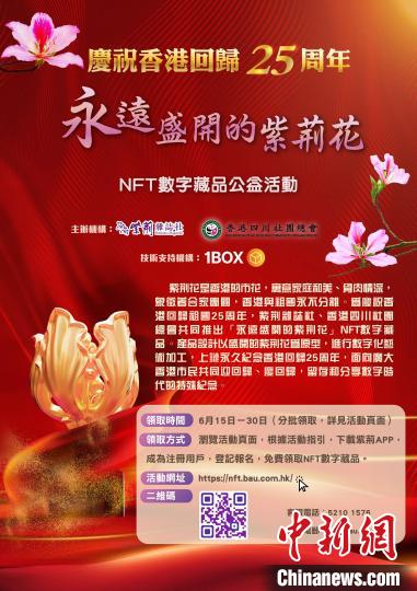 庆回归25周年 永远盛开的紫荆花 Nft数字藏品将在港公益发行 文化信息 华夏经纬网