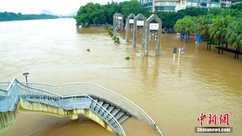 廣西桂林：漓江現147.9米洪峰水位 部分街道被淹