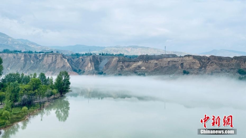 青海尖扎：薄霧、群山、綠樹勾勒黃河夏日圖景