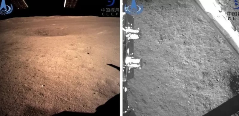 嫦娥四号拍摄的第一批月球背面图片，这也是世界首张近距离拍摄的月背影像。（图源：国家航天局）