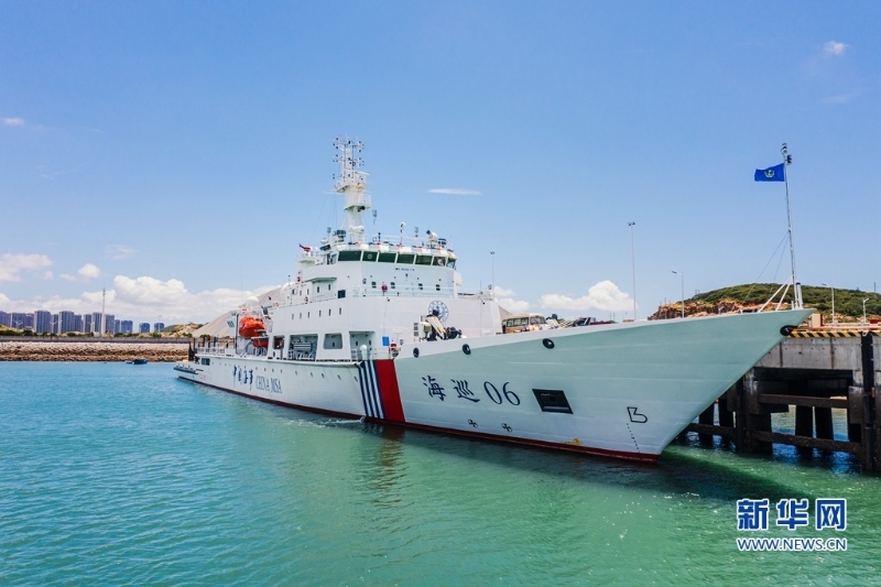 2022年7月11日，搭载船用北斗系统的台湾海峡首艘大型巡航救助船“海巡06”轮在福建正式列编。（图源：新华网）