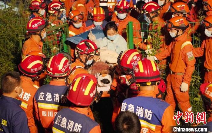 新民乡码头消防员与多方救援力量一起运送伤员。　郑竺青 摄