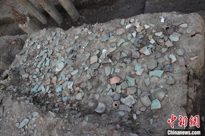 温州朔门古港遗址的大量瓷片。　温州市文物考古研究所供图