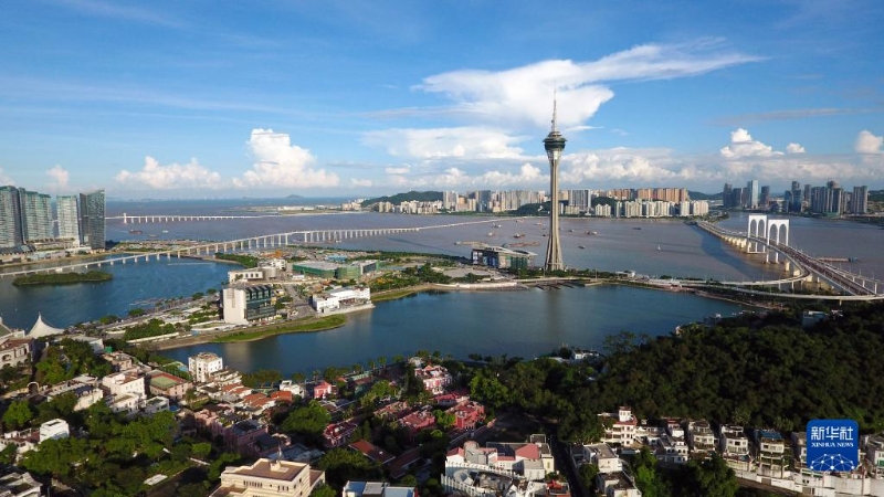 这是澳门西湾湖一带景色（2019年7月1日摄，无人机照片）。新华社发（梁建华摄）