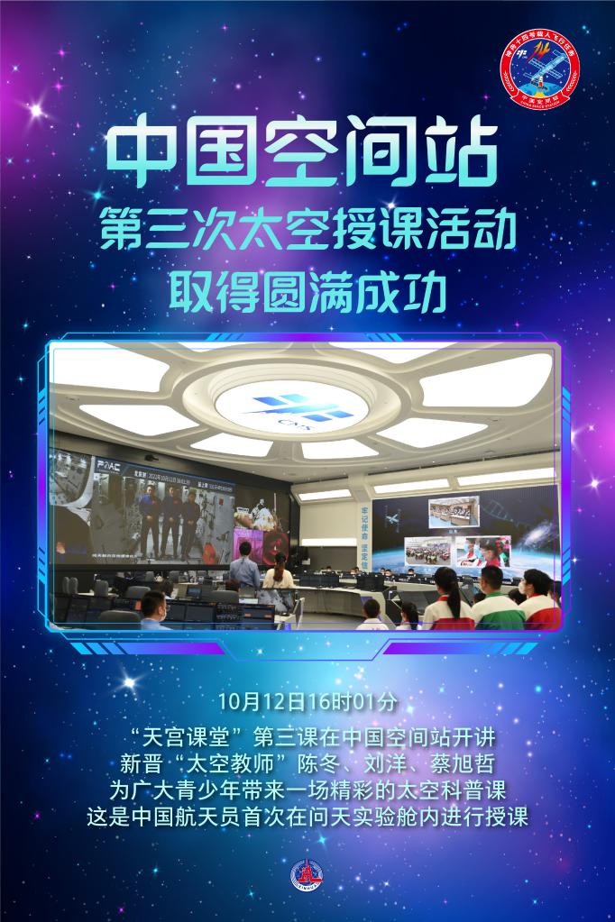 中国空间站第三次太空授课行动取患上美满乐成