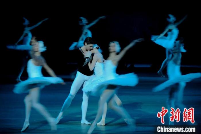 俄罗斯马林斯基剧院芭蕾舞团演绎的芭蕾舞剧《天鹅湖》在天津大剧院歌剧厅上演。佟郁 摄