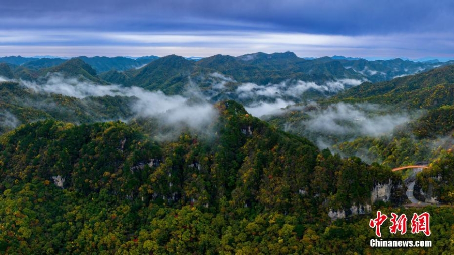 湖北神农架迎赏秋“黄金期” 山川峡谷秋意十足