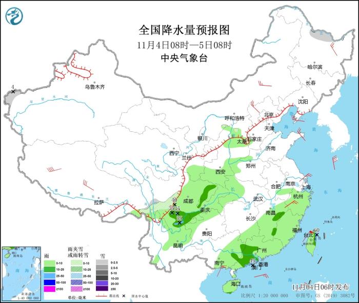 江南华南部份地域有小到中雨 弱冷空气影响长江中卑劣