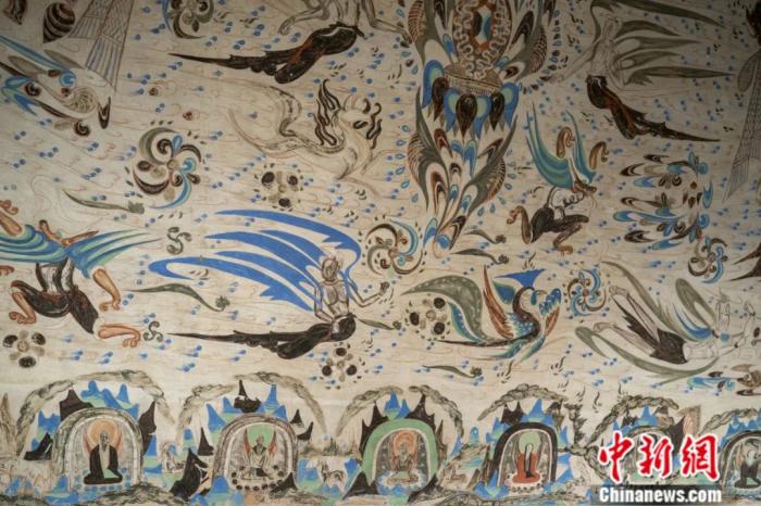 敦煌壁画中的飞天形象。视觉中国 供图

