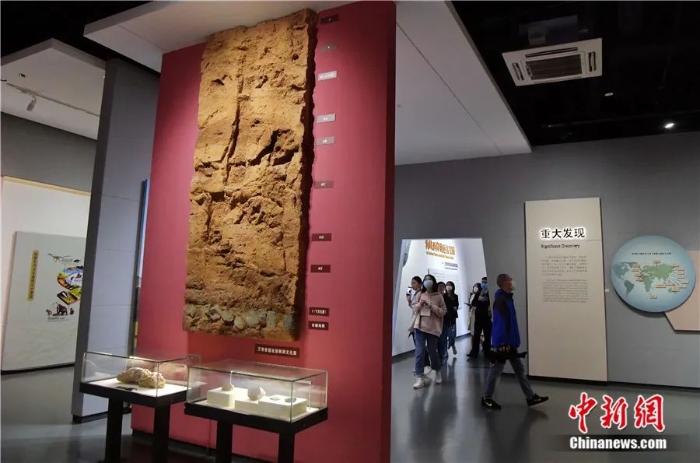 参观者在福建省三明市岩前镇的万寿岩遗址博物馆内参观。钟欣 摄