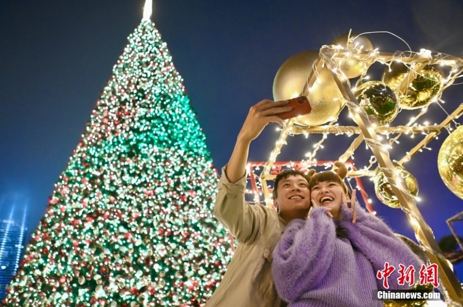 香港举行缤纷冬日巡礼活动 巨型圣诞树迎圣诞