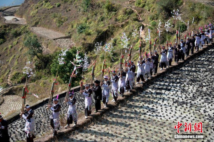 贵州从江上歹苗寨欢度芦笙节