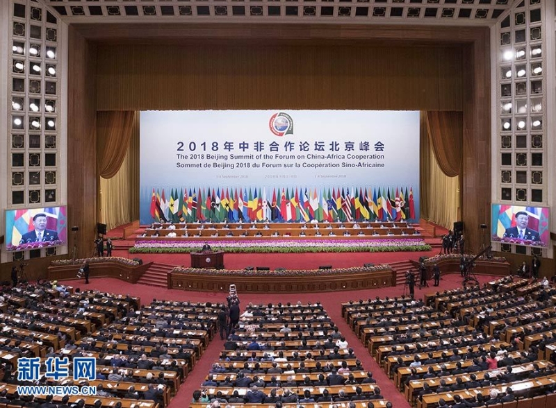 2018年9月3日，中非合作论坛北京峰会在人民大会堂隆重开幕。中国国家主席习近平出席开幕式并发表题为《携手共命运　同心促发展》的主旨讲话。新华社记者 王晔 摄