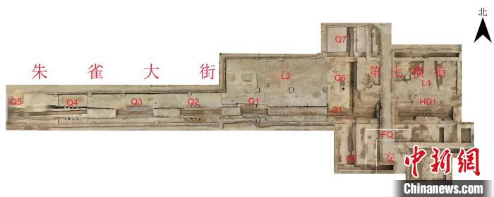 工地考古遗迹正射影像总图。　陕西省文物局供图