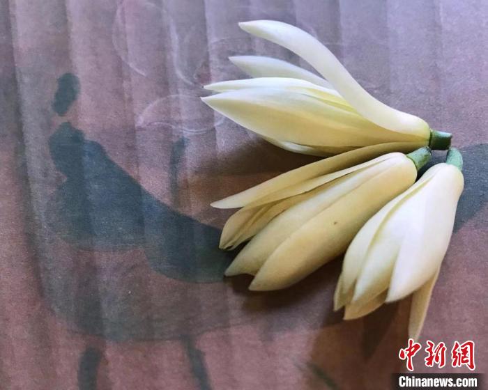 胡玉洁将自己种的白兰花摘下晾干，放入信封赠予朋友。　受访者提供
