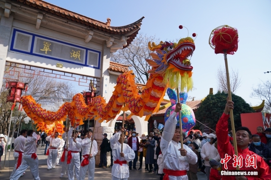 云南昆明：狮舞龙腾庆新春