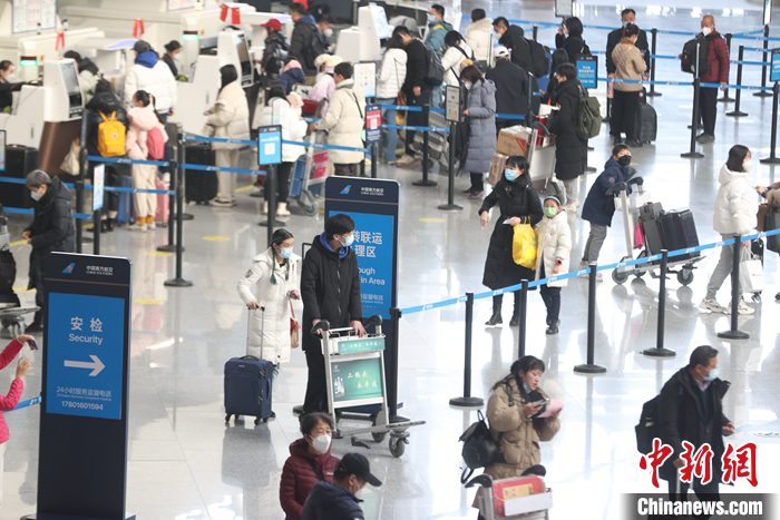 资料图为1月17日，旅客在北京大兴国际机场出行。 中新社记者 蒋启明 摄