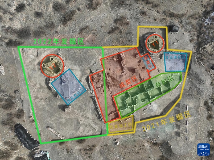宁夏贺兰县苏峪口西夏瓷窑址2021-2022年发掘区航拍图