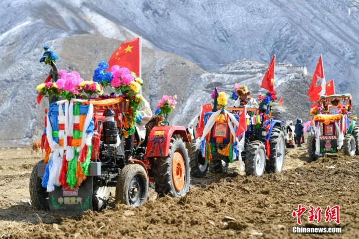 图为拉萨市达孜区唐嘎村的春耕仪式现场。贡嘎来松 摄