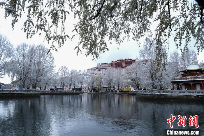3月30日，春雪与布达拉宫。　江飞波 摄