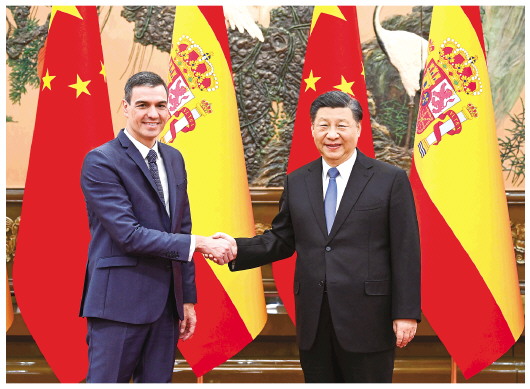 3月31日下午，国家主席习近平在北京人民大会堂会见来华进行正式访问的西班牙首相桑切斯。新华社记者饶爱民摄