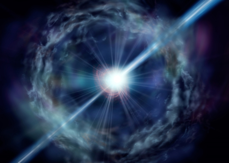 迄今发现的最亮伽马射线暴（GRB 221009A）想象图。（图源：中国科学院高能物理研究所）
