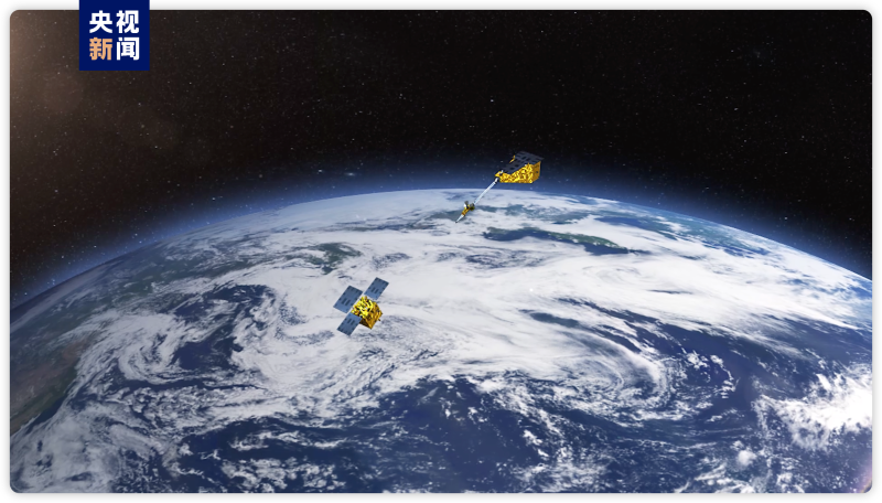 “澳门科学一号”卫星采用“A星+B星”联合观测模式。（图源：央视新闻）
