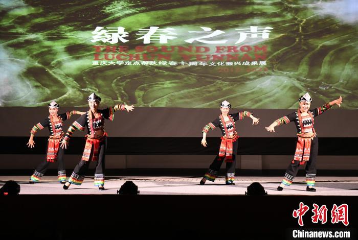 图为展览现场的民族舞蹈表演。　周毅 摄