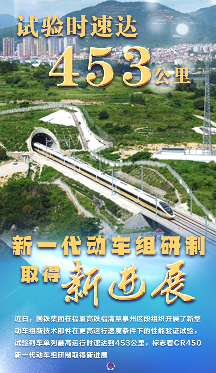 试验时速达453公里 新一代动车组研制取患上新妨碍