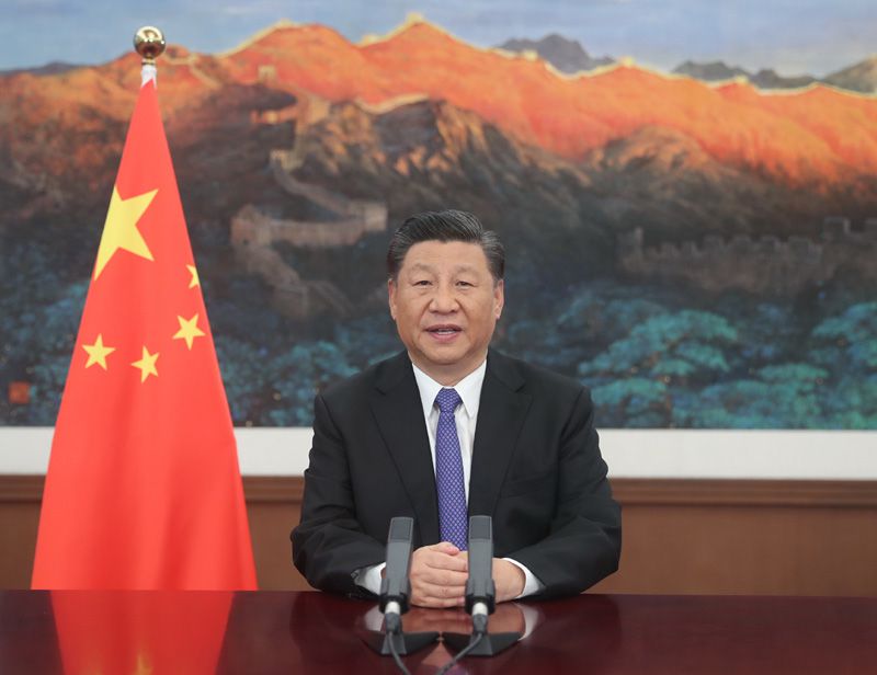 △2020年7月28日，习近平主席在亚洲基础设施投资银行第五届理事会年会视频会议开幕式上致辞。