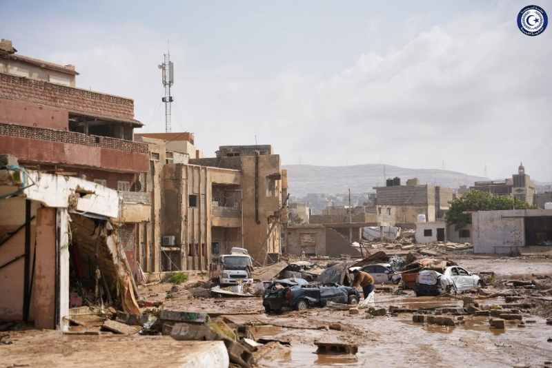 这是9月11日在利比亚东部城市德尔纳拍摄的洪水过后的景象。（图源：新华网）