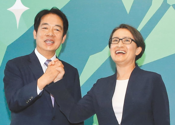 民进党参选人赖清德（左）20日正式宣布副手由萧美琴（右）出任