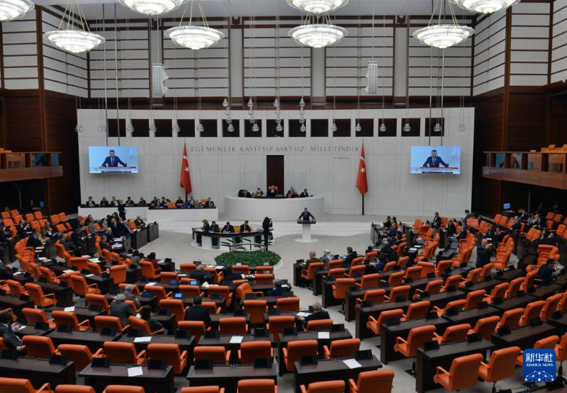 1月23日，在土耳其安卡拉，议员参加投票表决。（图源：新华社）