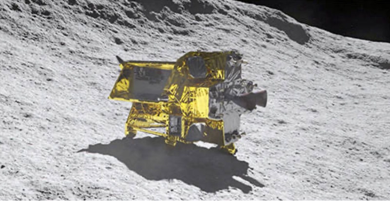 日本登月探测器SLIM月面着陆效果图。(图源：JAXA） 