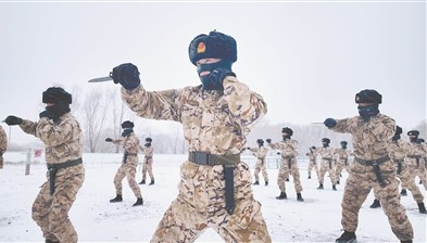 武警内蒙古总队兴安支队风雪中组织格斗训练
