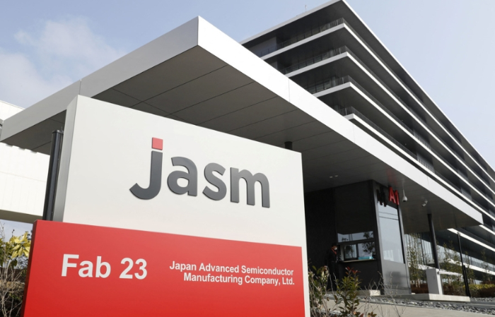 台积电子公司日本先进半导体制造 (JASM) 位于日本熊本县菊阳町半导体工厂全景。（路透社）