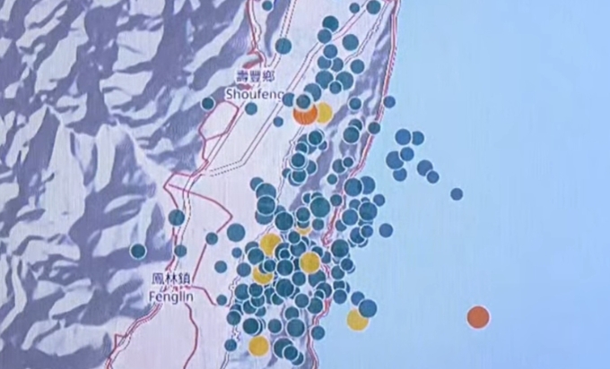 花莲昨傍晚起至今天上午8点已发生超过180起地震