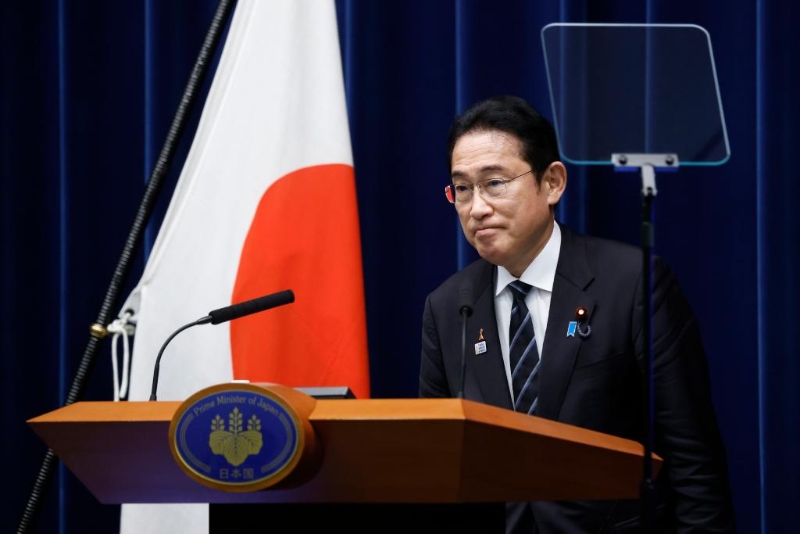 2023年11月2日，日本首相岸田文雄在日本东京首相官邸召开新闻发布会。（图源：新华社）
