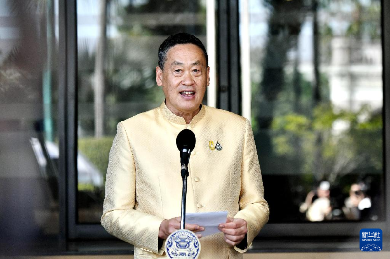 1月2日，泰国总理赛塔在首都曼谷总理府举行的发布会上发言。（图源：新华社）