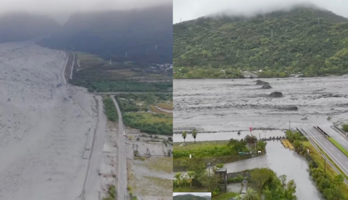 花莲县马太鞍溪堰塞湖溢流