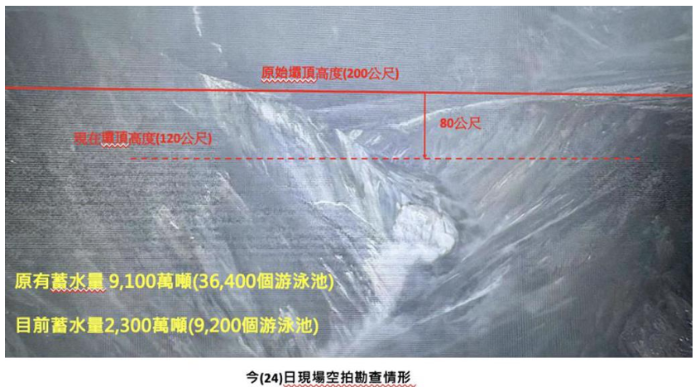 花莲万荣乡马太鞍溪堰塞湖今早空拍画面